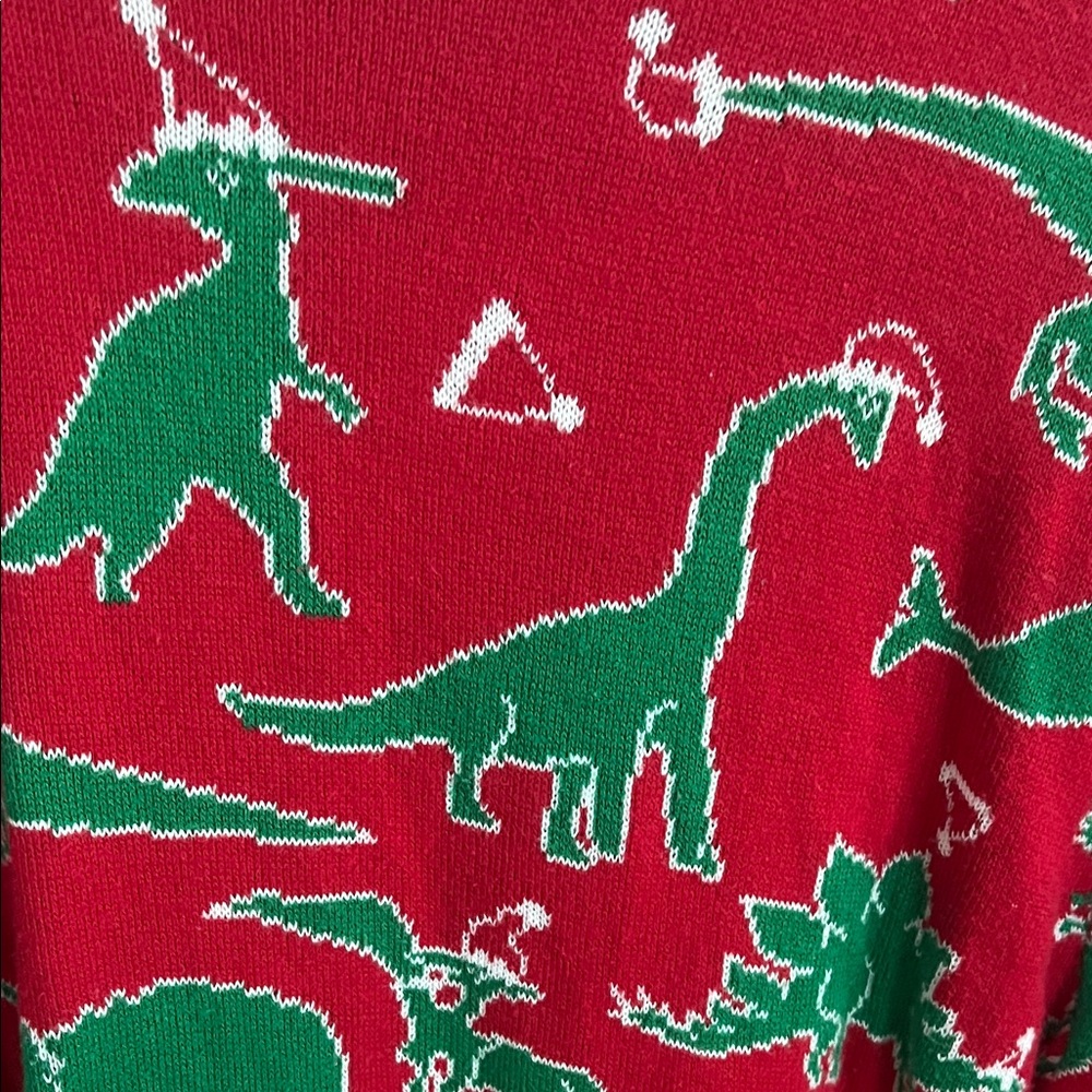 Red Dinosaur Pattern Sweater - image 3